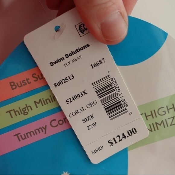 Swim Solutions Coral Thigh Minimizer Tummy Control Swim Dress Sz 22W Fly Away eBay