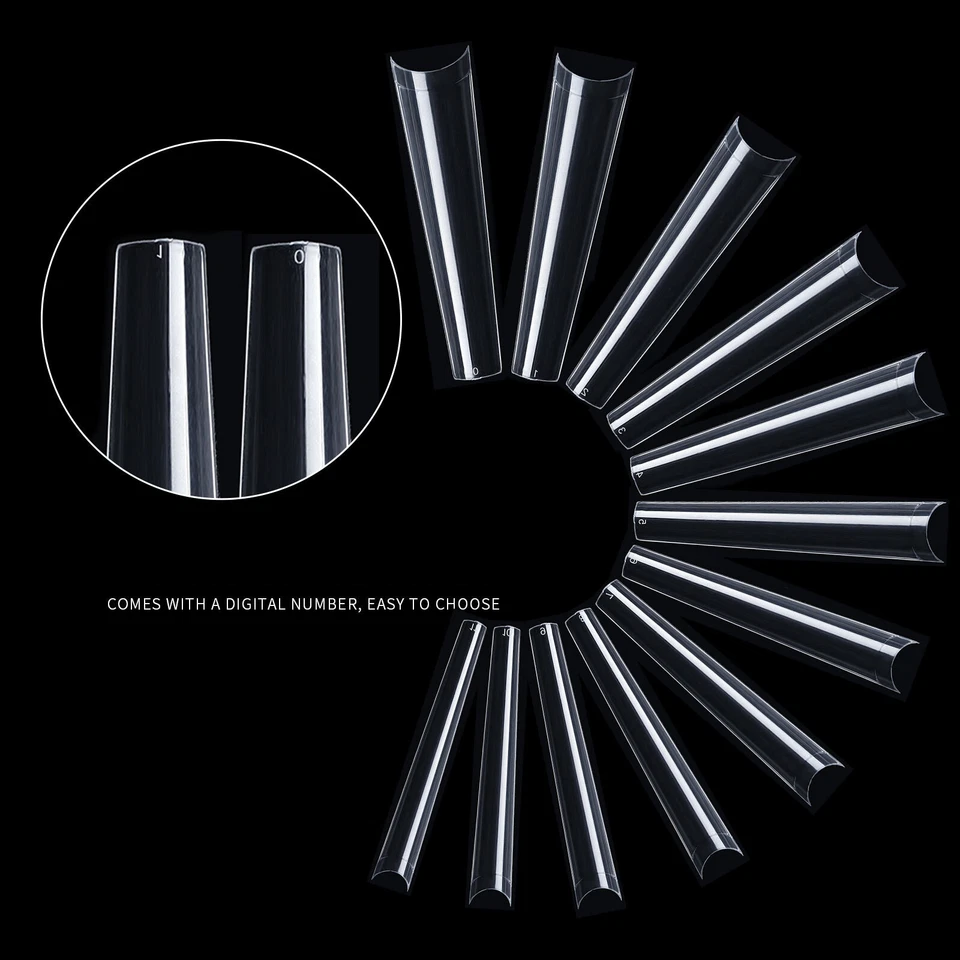 504 peças pontas de unhas falsas curva C XXL caixão extra longo unhas falsas salão de beleza 12 tamanhos - Imagem 4 de 4