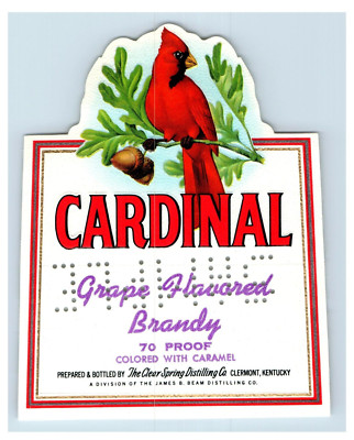 1970's-80's Cardinal Grape Flavored Brandy Kentucky Liqor Label Original S53E