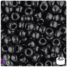 BeadTin Black Opaque 9mm Barrel Pony Beads (500pcs)