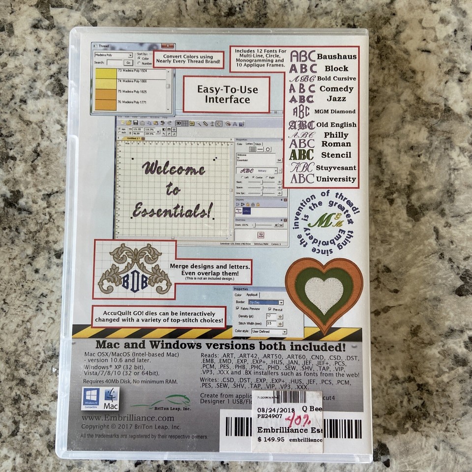 Embrilliance Essentials GO! Shapes 1 Bundled Edition. New. eBay