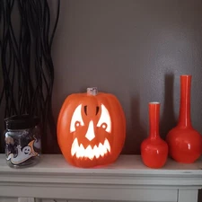 VTG  LIGHT UP Halloween Jack O Lantern Pumpkin Foam Paper Magic Group 1998