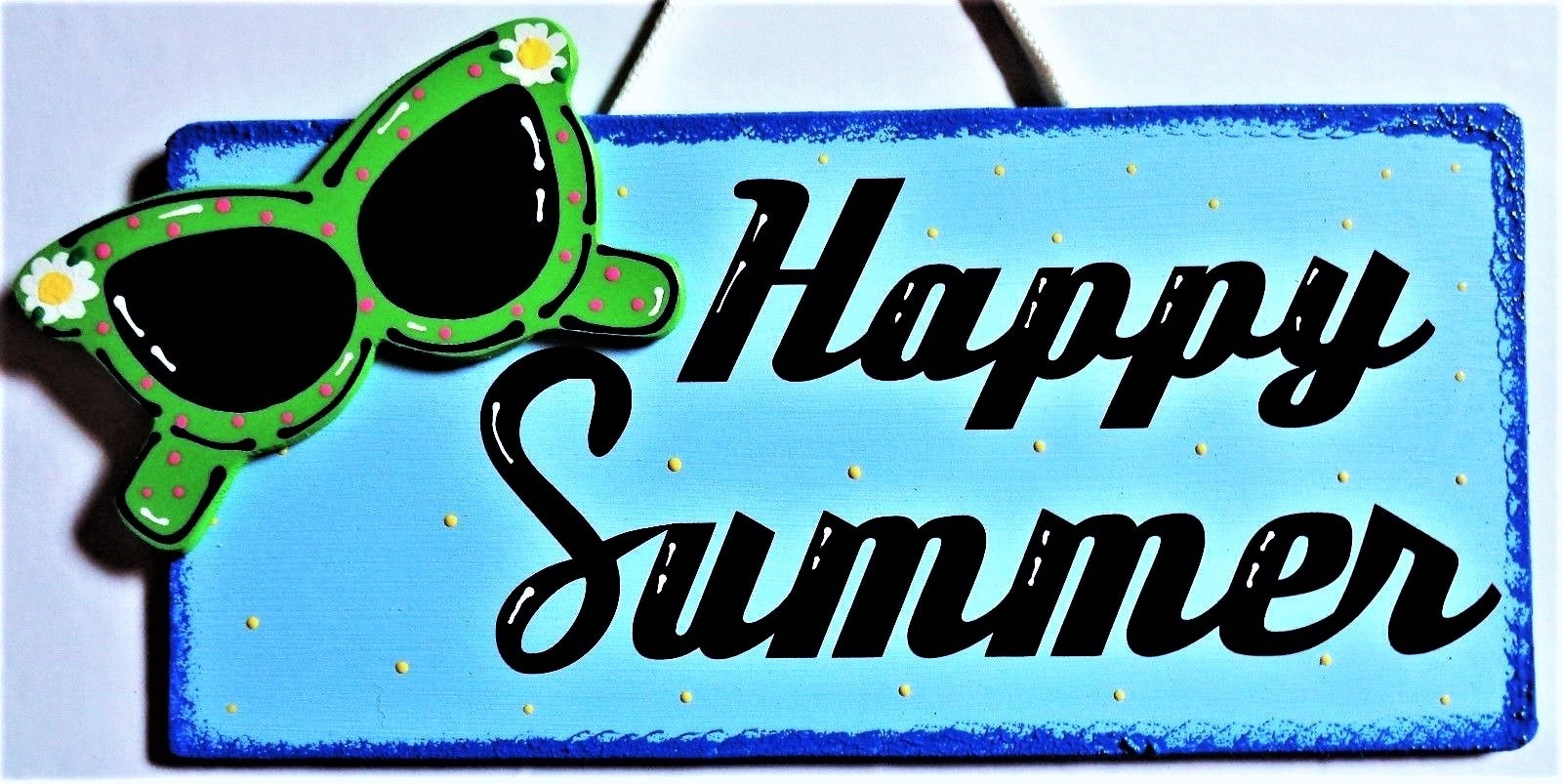 Sunny Happy Summer Sunglasses Wall Plaque for Home Deck Porch Pool Backyard Decor  -image