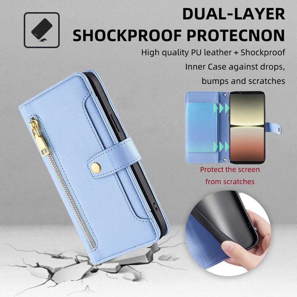 Strap Leather Wallet Phone Case For Oneplus 5 6 7 8 9 10 11 5T Nord CE N200 N100 - Image 3 of 4