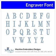 Threadart Machine Embroidery Design Engraver BX Font Alphabet Loaded on USB