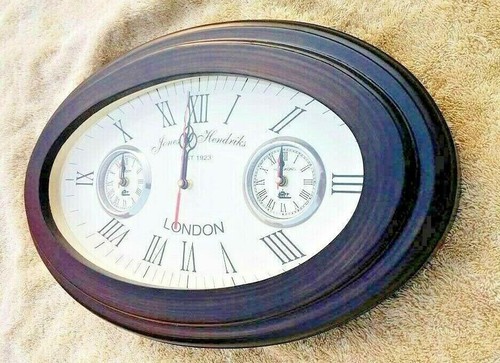 Jones And Hendriks Antique Style Brass Wooden Wall Clock World Time Clock Gift - Picture 9 of 10