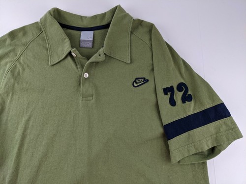 Vintage Nike Men L Olive Green Polo 72 
