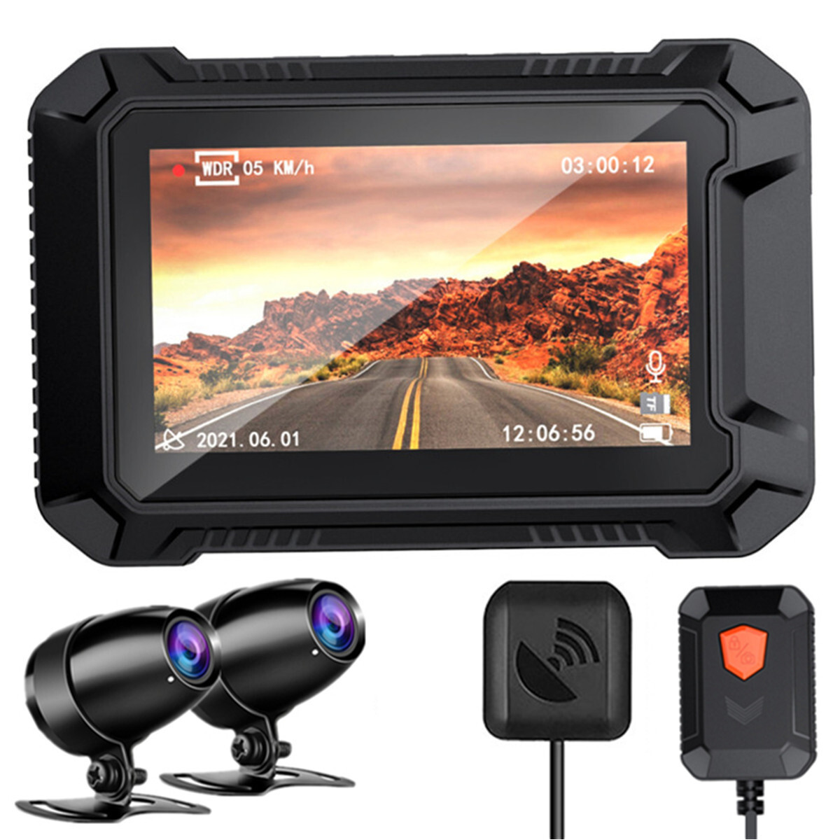 Dash Cam GPS WiFi Motorcycle DVR HD 1080P Front Rear Dual Lens Camera Waterproof