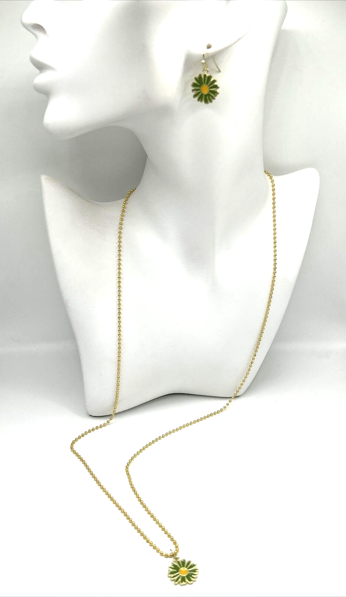 Spring Set: Enamel Gerbera Daisy Dangle Drop Earrings 30