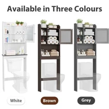 Over The Toilet Bath Storage Shelf Cabinet Bathroom w/Adjustable Shelf 3 Colors