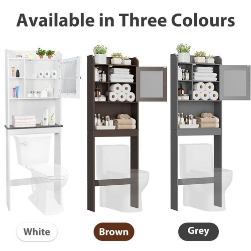 Over The Toilet Bath Storage Shelf Cabinet Bathroom w/Adjustable Shelf 3 Colors - Bild 1 von 37