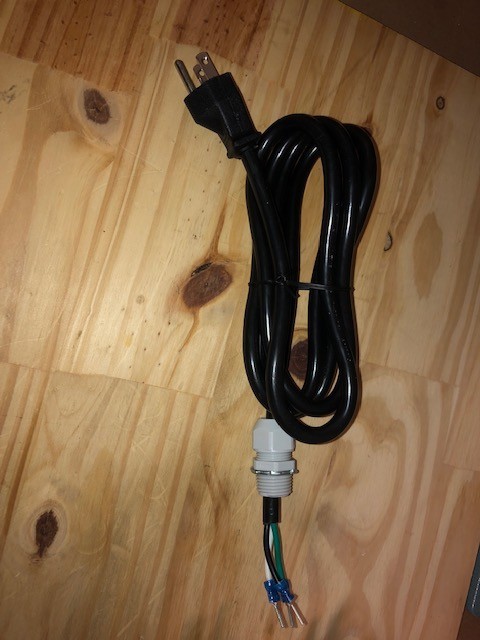 Power Cord Plug 14 AWG 3 Conductor Free End 6 ft Black w/ Conduit - ONE