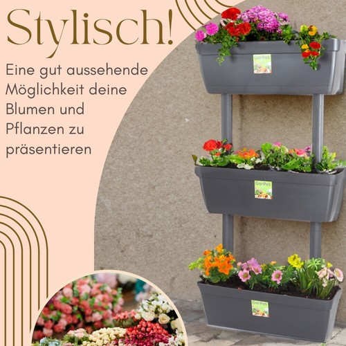 2x 3er Set Pflanzkübel mit Sichtschutz Pflanz Kübel Raumteiler Blumen Topf - Bild 3 von 7