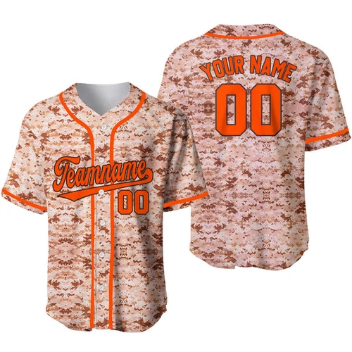 Custom US Navy Camo Style Orange-Black Baseball Jersey
