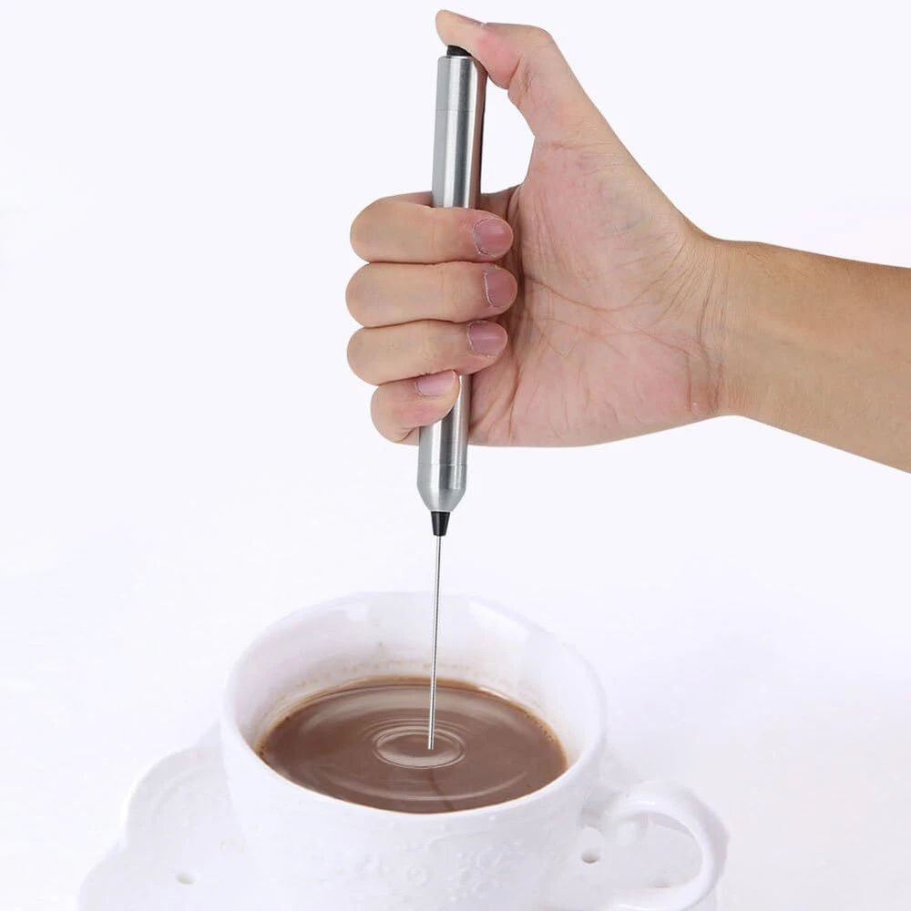 Milk Frother - Stainless Steel Handheld Foam Maker with Spoon, Battery...