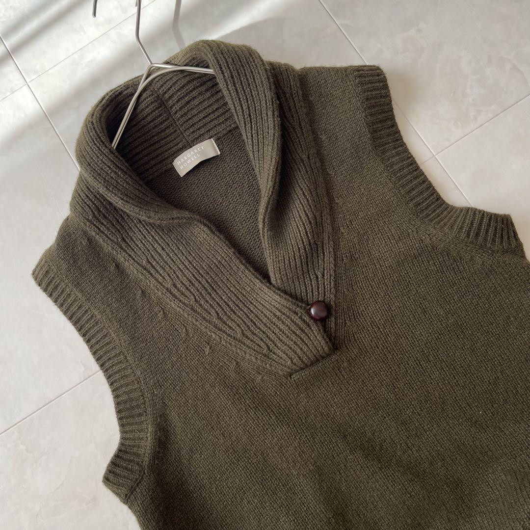 マーガレットハウエルSHAWL COLLAR VEST カシミヤシルク2