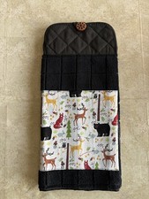 Cabin woodland Hanging Kitchen Hand Towel Cotton black microfiber deer owl bear