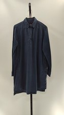 Quince Women Vintage Wash Tencel Roll Sleeve Tunic Dress Midnight Blue XS