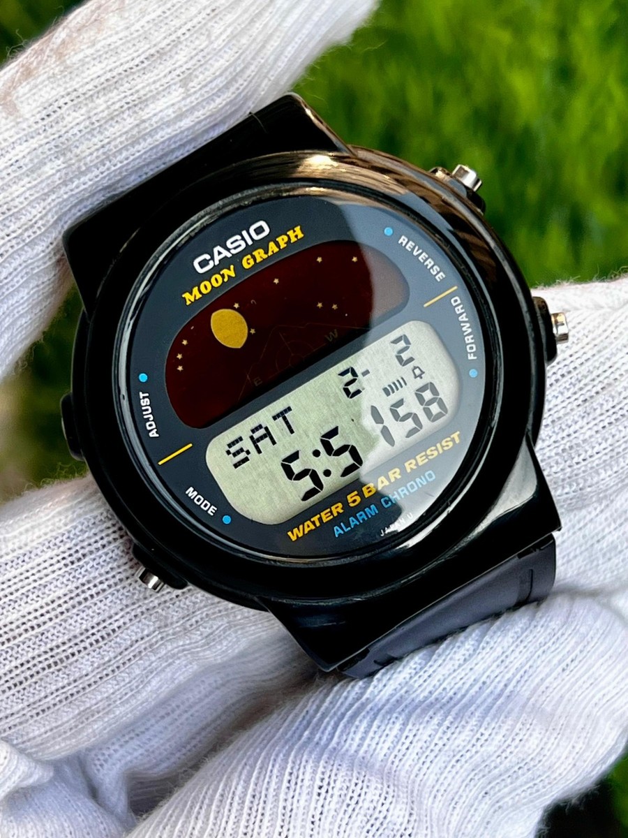 時計 CASIO MOON GRAPH Casio Moon Graph Black Men's Watch - GMW-15 for sale online
