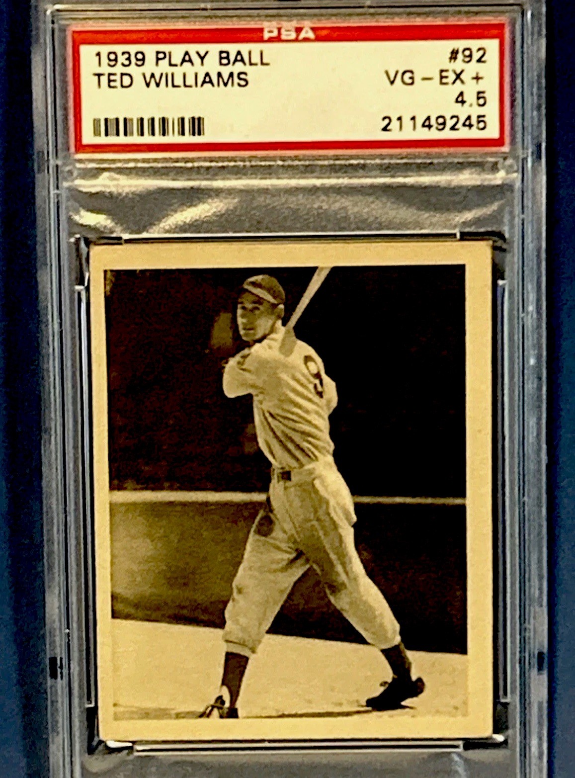 1939 TED WILLIAMS ROOKIE Play Ball Baseball Card 92 HOF 🐐 RED SOX PSA 4.5 CNTRD