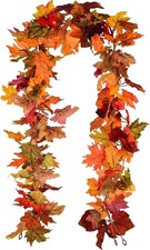 2 Pack Fall Maple Garland 5.9ft/Piece Artificial Fall Foliage Garland Colorful