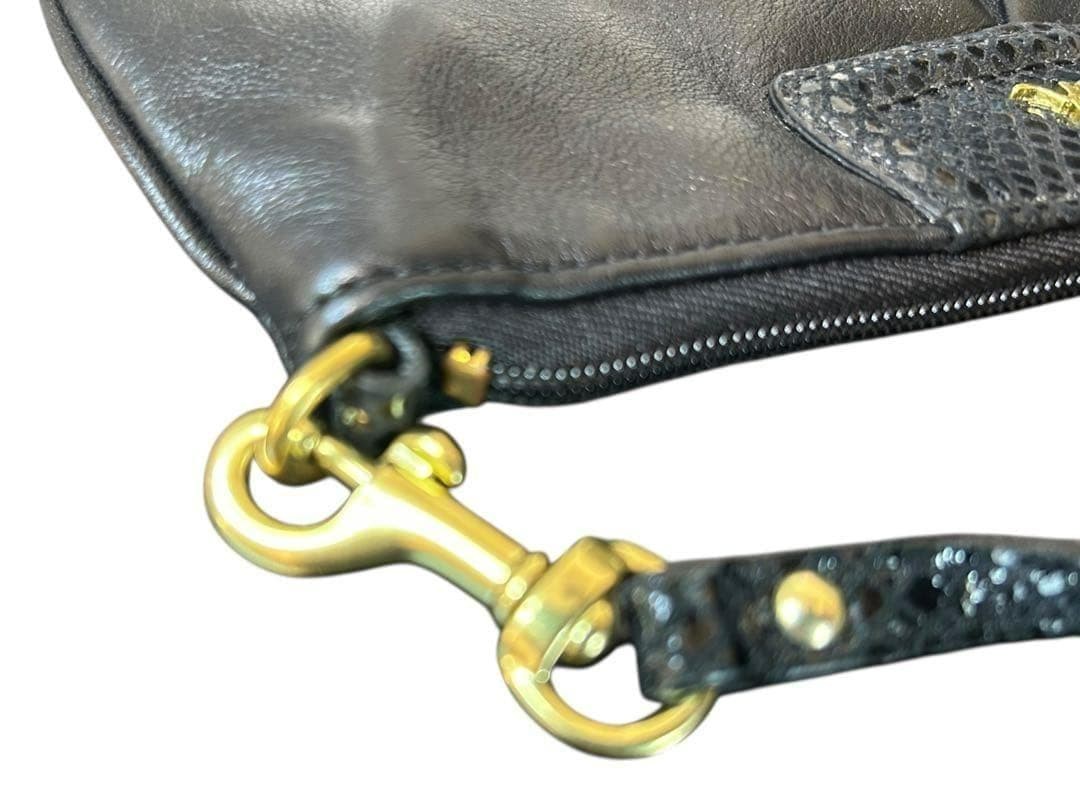 COACH Leather Shoulder  Black Python Pattern 16a - image 7