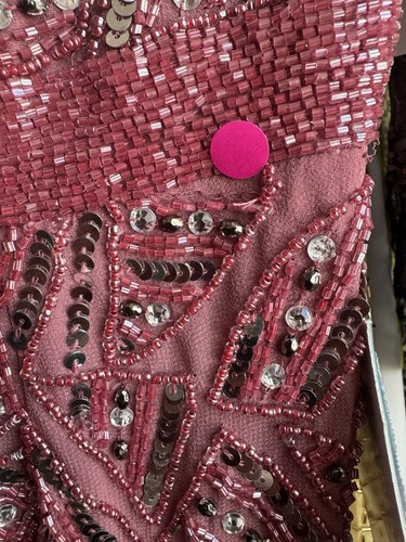 Mac Duggal Midi-Kleid geometrisch Pailletten wadenlang Gr. 2 538 $ Rosenholz C*1473 - Bild 11 von 14