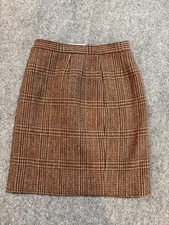 VTG Ralph Lauren Sample Skirt Womens 28 Brown Plaid Wool Tweed High Rise Pencil
