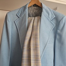 Blain Clothing Co. Men's Vintage Suit Light Blue Jacket  Plaid Pants