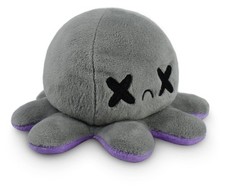 TeeTurtle - The Original Reversible Octopus Plushie - Happy Purple  Dead Gray