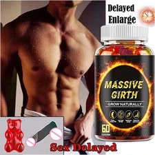#1 BEST-MALE ENLARGER THICKER LONGER BIGGER 4" GROWTH ENLARGEMENT 60 GUMMIES