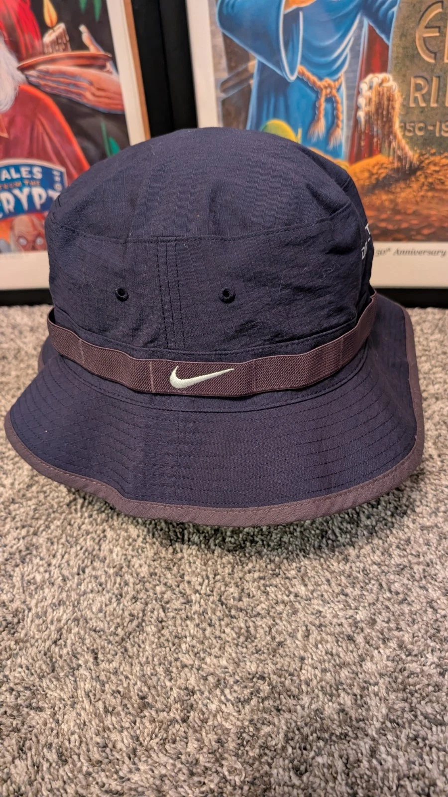 Nike L/XL Angler Bucket Hat Cap Unisex Blue Fishing Dri Fit Outdoors Performance