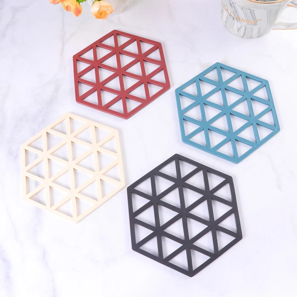 4 Pcs Tovagliette Silicone Tovaglietta Sottobicchiere Isolante Termico - Immagine 2 di 4