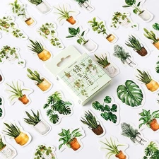 Mini Size Laptop Stickers, 45pcs Doraking DIY Decoration Green Plants Sticker...