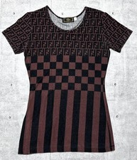USED AUTHENTIC ITALIAN-MADE FENDI ZUCCA PRINT T-SHIRT WITH ALL-OVER DISCHARGE