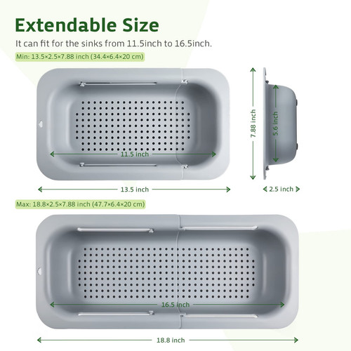 Extendable Colander Strainer Over the Sink, Retractable Kitchen Sink Basket t... - Bild 2 von 6