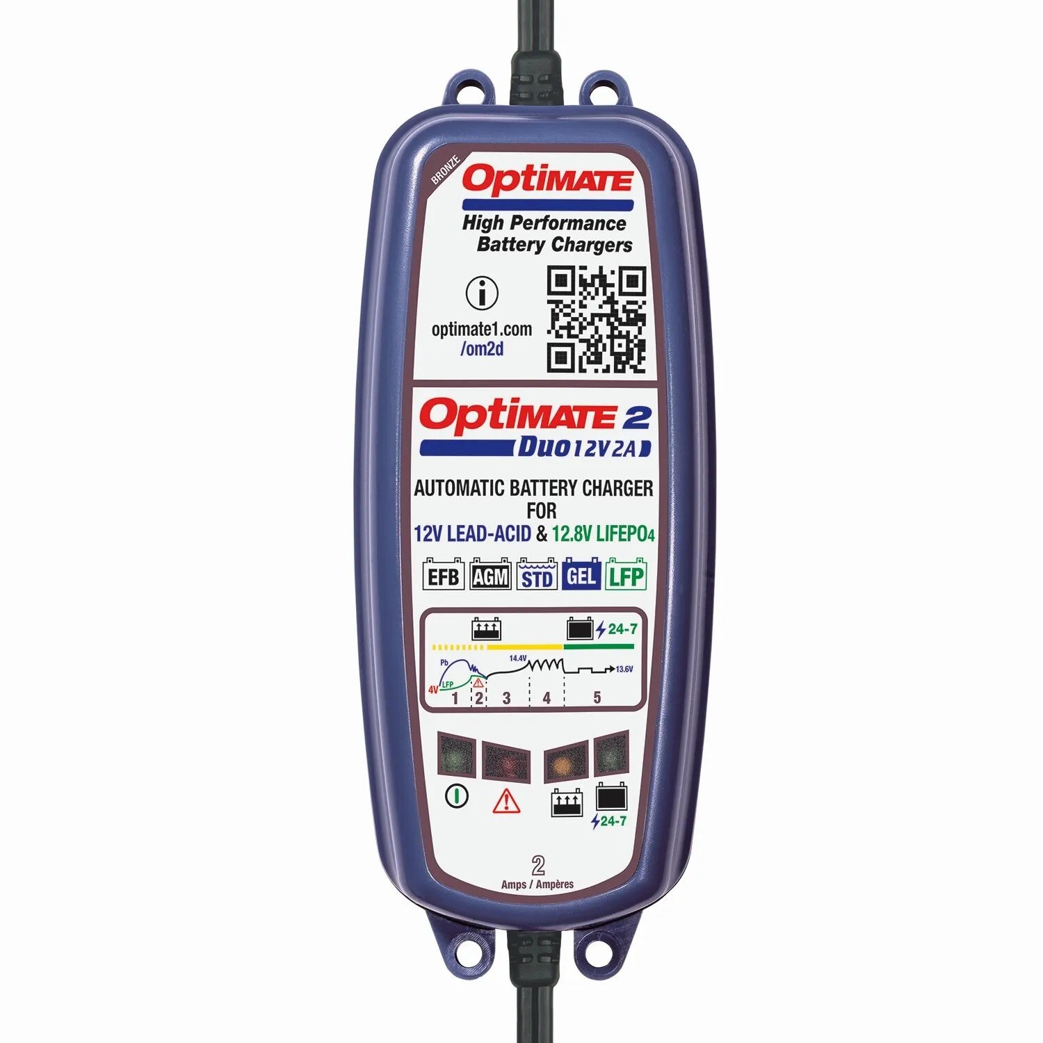 Tecmate Optimate 2 12V Battery Charger Maintenance Device for Car & Motorcycle