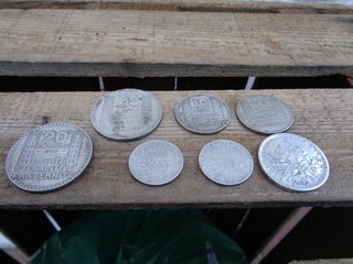 LOT 7 DE PIECES EN ARGENT 20 ET 10 FRANCS TURIN 5 ET 1 FRANCS SEMEUSE