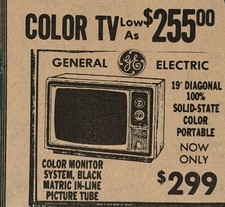 Pubblicità TV a colori GE General Electric vintage anni 60 70 televisione a stato solido