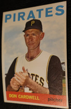 1964 TOPPS BASEBALL SET. #417 Don Cardwell, Pittsburgh Pirates, VGEX