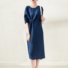 Summer Women Silk High Waist  Dress Slimming Fit Casual Asymmetrical Loose Skirt