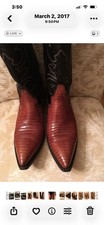 Genuine Women s Larry Mahan Brown Lizard And Black Leather Cowgirl Boots