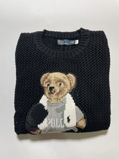 Polo Ralph Lauren Athletic Cotton Bear Boxing Sweater Men's Size Medium Black