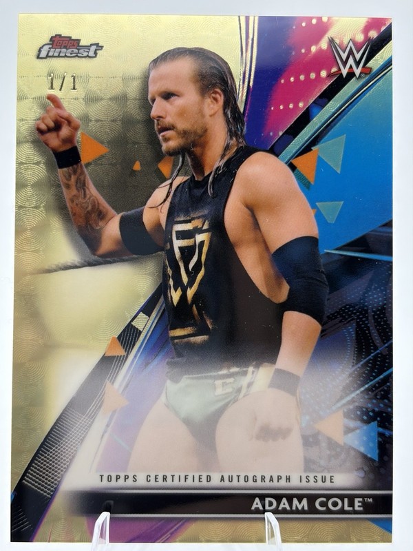 2021 Topps Finest WWE Adam Cole 1/1 Gold Refractor Missing Auto Error