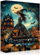1000 Piece Halloween Witch Jigsaw Puzzle for Adults Haunted Pumpkin  19.7*27.6''