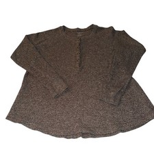 American Eagle Brown Waffle Knit Henley Top Long Sleeve Marled 5x414JB Mens S