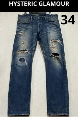 HYSTERIC GLAMOUR Distressed Denim Jeans Size 34 W36.6 in Japan | eBay