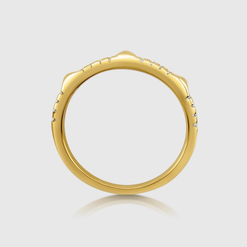 Anillo de oro de 18 quilates con púas de diamantes de plata 925, banda estriada anillo llamativo EE. UU. 6 (Reino Unido L) Foto 3 de 4