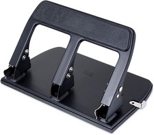 Office Mate Heavy Duty 3 Hole Punch with Padded Handle, 40-Sheet Capacity, Black