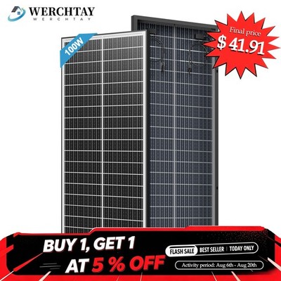 100Watt N-Type Bifacial Solar Panel 12V Mono Home PV Power Off-Grid Boat Power